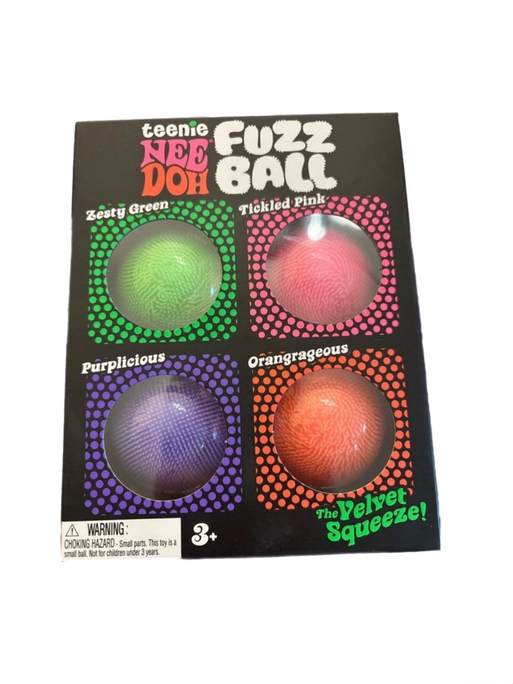 Nee Doh Teenie Fuzz Ball Set - Green, Pink, Purple, Orange
